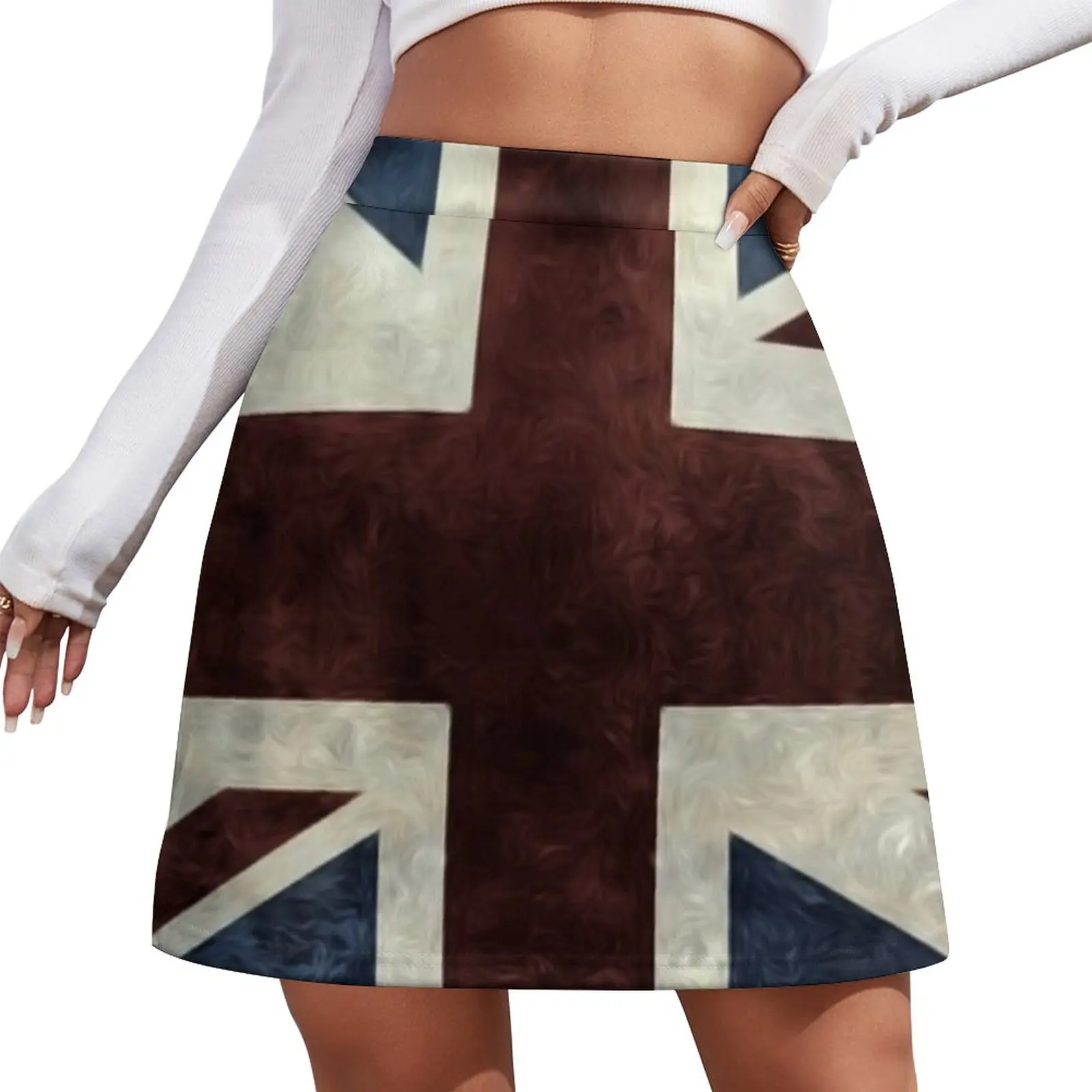 

A grunge looking distressed Union Jack uk version Mini Skirt korean summer clothes skirts for womens