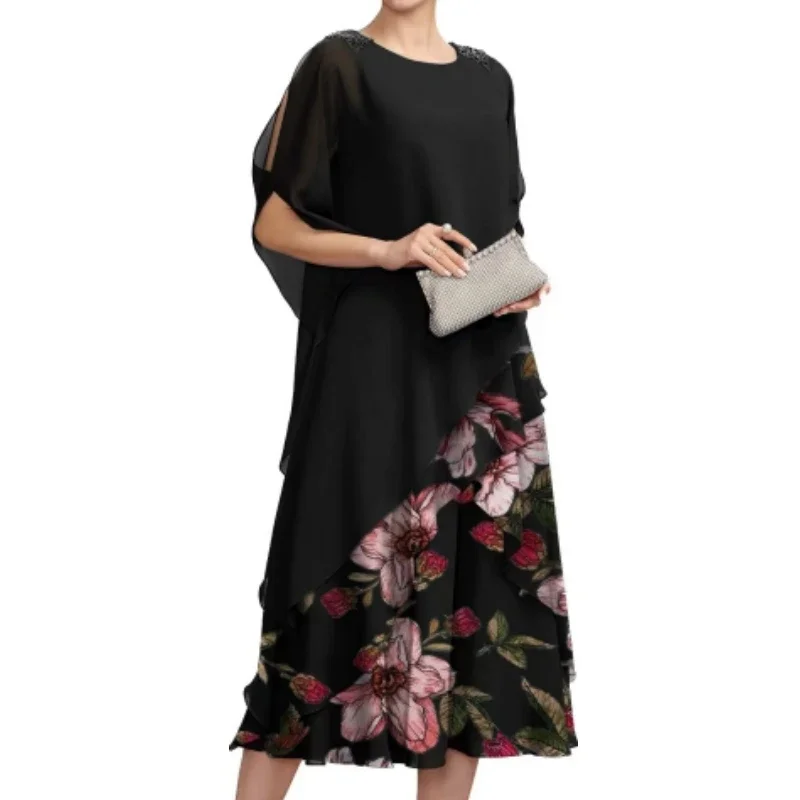 Fashion Women's Layer Dress Floral Printed Short Sleeve Loose Elegant Casual Vintage Chic Round Neck Summer Dress for Women 2024
Fashion Women's Layer Dress Floral Printed Short Sleeve Loose Elegant Casual Vintage Chic Round Neck Summer Dress for Women 2024