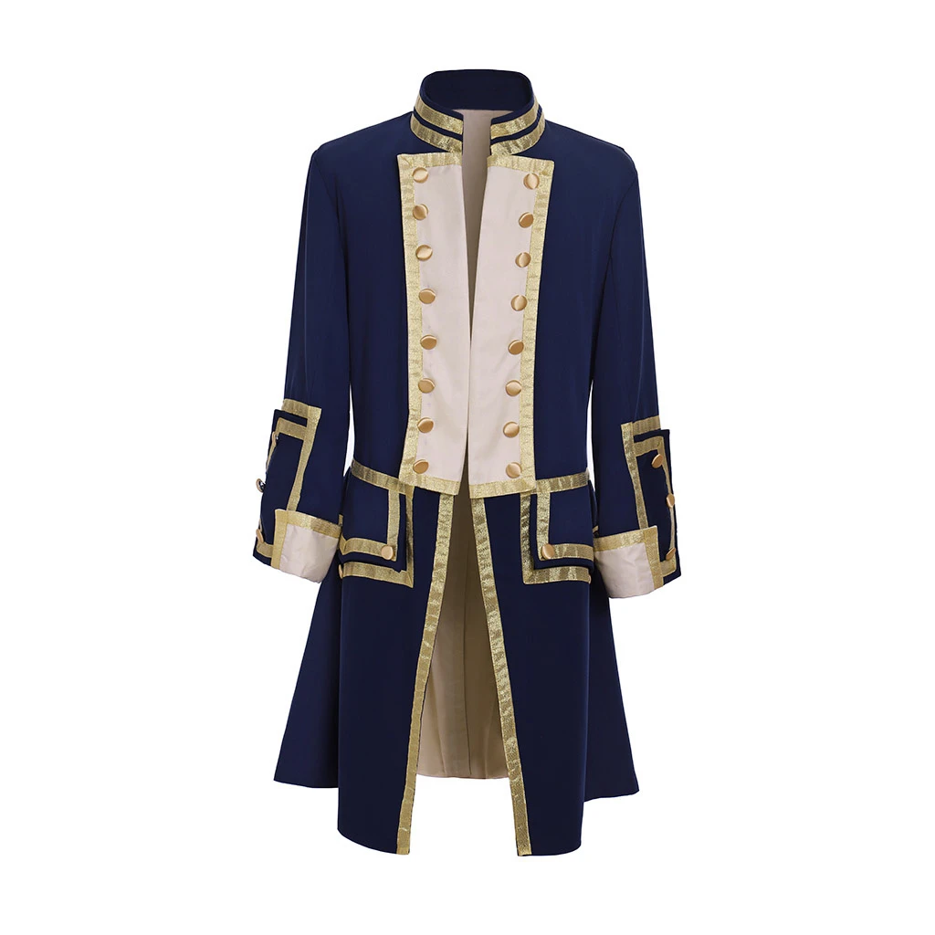 

Medieval Men's 18th Century Colonial Military Uniform Tailcoat Costume Victorian Men's Regency Outfit Retro Halloween Costume