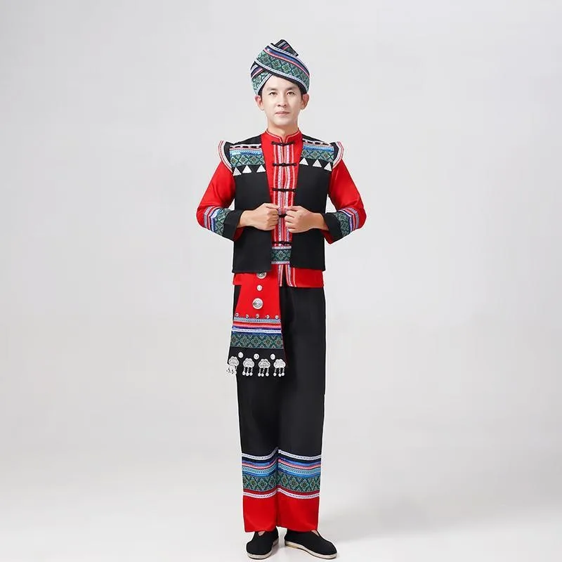 

Minority Clothing Men's Guangxi Zhuang and Miao Tujia Yao Yi Ethnic Costume