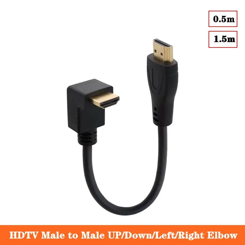 

HDMI Compatible Male To Male Elbow L-Shaped Right Angle Pure Copper Computer TV High-Definition Data Connection Cable 0.5m 1.5m