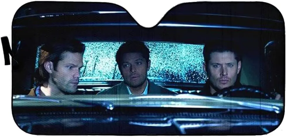 

Sam Winchester&Dean Winchester&Castiel Car Sun Cover Supernatural Auto Sun Shade Shades UV Rays Keep Your Vehicle Cool 51x27.6In