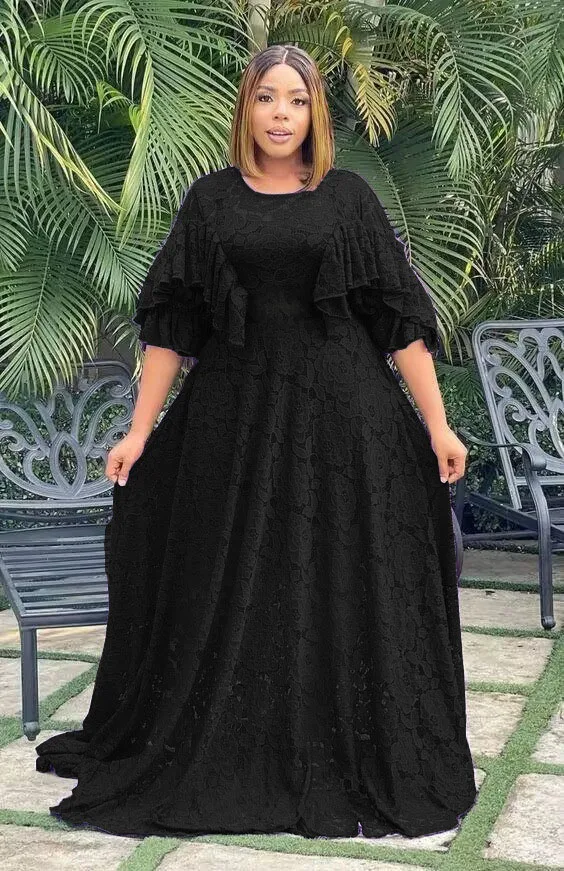 Summer African Elegant Flare Sleeve Party Birthday White Black Purple Lace Long Dress African Clothes African Dresses for Women
Summer African Elegant Flare Sleeve Party Birthday White Black Purple Lace Long Dress African Clothes African Dresses for Women