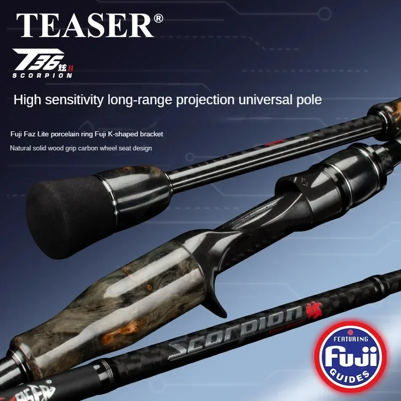 

1.98~2.1mTEASER Fuji Ultralight Farthrowing Casting Fishing Rod 2 Sections High Carbon Spinning Lure Fishing Rod Perch Rod