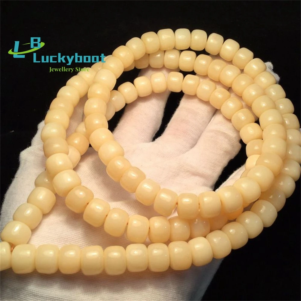 

Primary Color Chicken Oil Yellow Camel Bone Barrel Beads 108 Bones Tibetan Buddhist Beads Bracelet Wenwan