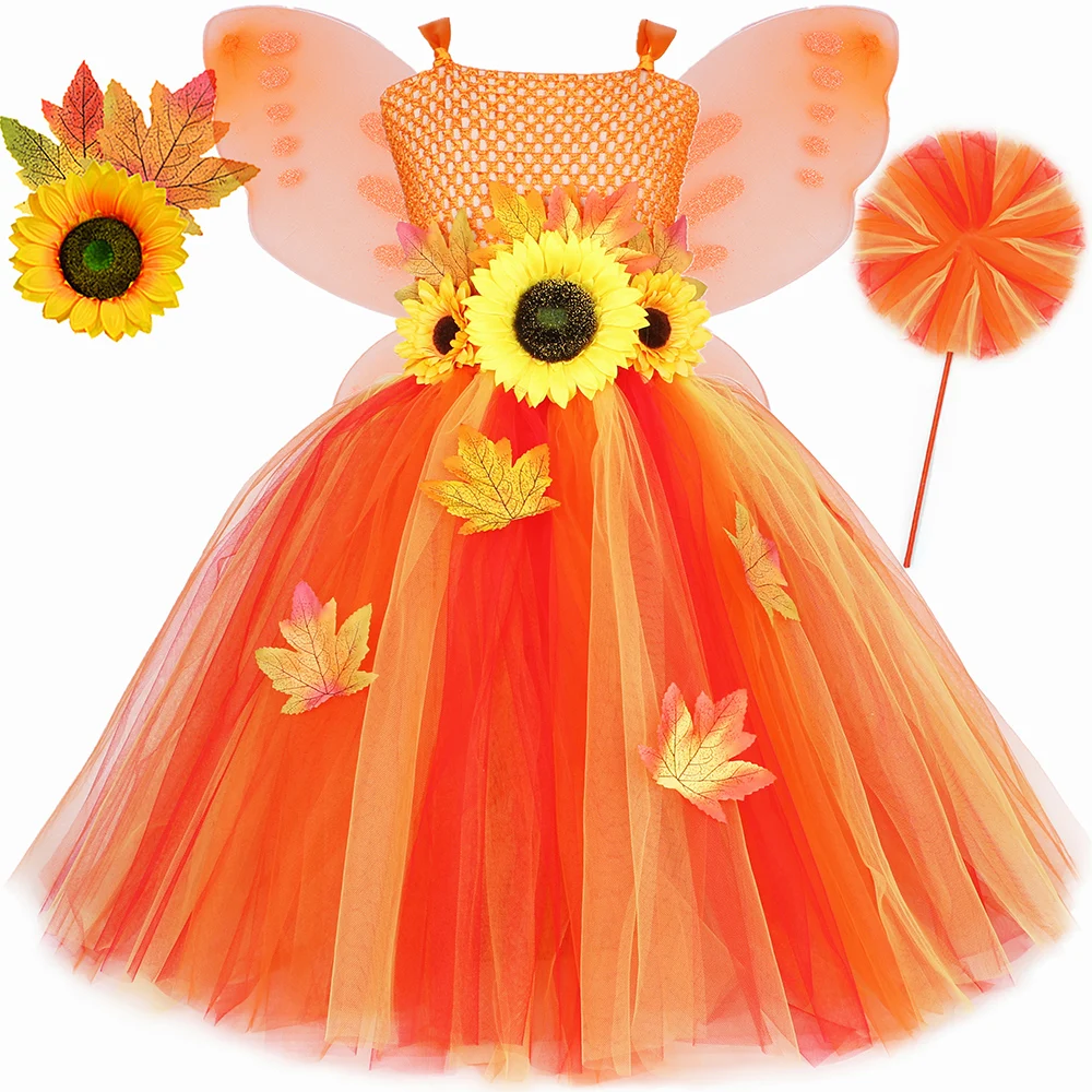 Fall Autumn Fairy Costume Girls Holiday Party Fancy Tutu Princess Dress with Wings Wand Maple Leaves Halloween Costume for Kids
Fall Autumn Fairy Costume Girls Holiday Party Fancy Tutu Princess Dress with Wings Wand Maple Leaves Halloween Costume for Kids