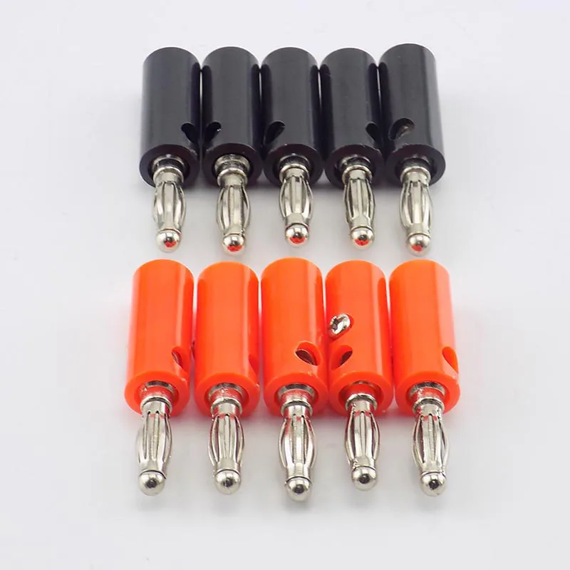 

10pcs 4mm Banana Plate Plugs Connectors Red and Black Solderless For Audio Speaker Video Musical DIY Connector w1