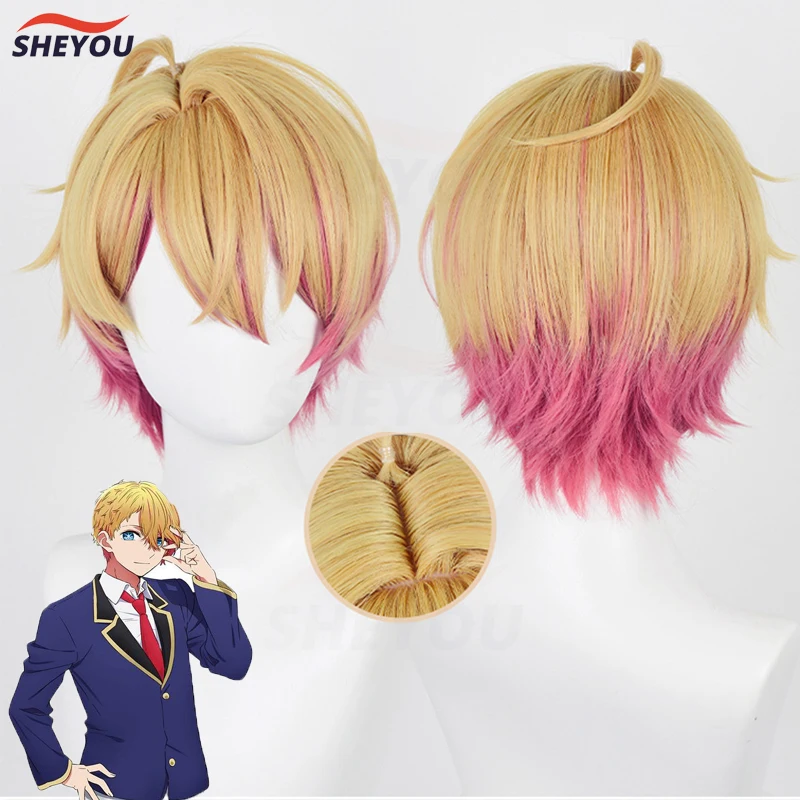 

Hoshino Akuamarin Cosplay Wig Anime Oshi No Ko Orange Pink 32cm Short Heat Resistant Synthetic Hair Party Wigs + Free Wig Cap