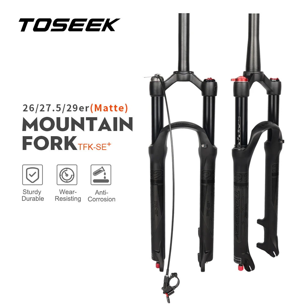

TOSEEK TFK-SE Magnesium Alloy MTB Fork 26/27.5/ 29er Inch Mountain Bike RL120mm Air Suspension Bicycle Fork Bicycle Accessories