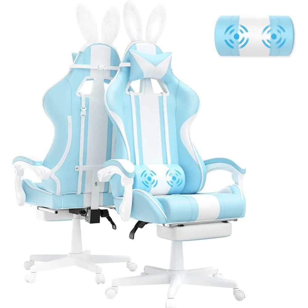 

Gamming Chairs Racing Reclining Leather Computer Game Chair 250lbs Ergonomic Cute Gamer Chair With Footrest and Massage Armchair