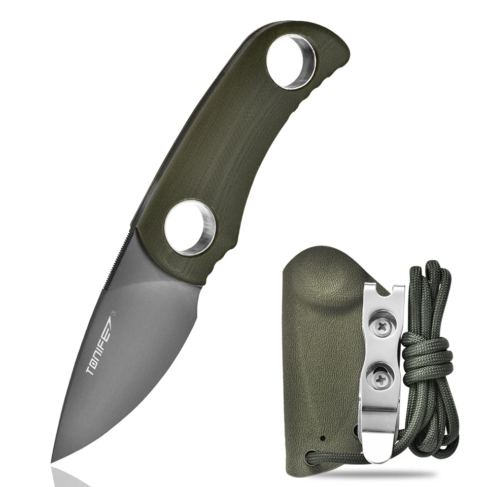 

Прямой нож с фиксированным лезвием TONIFE, рукоятка G10, острый нож с K-образной ножкой для охоты на открытом воздухе, карманный тактический инструмент для повседневного использования, ежедневный нож для шеи
