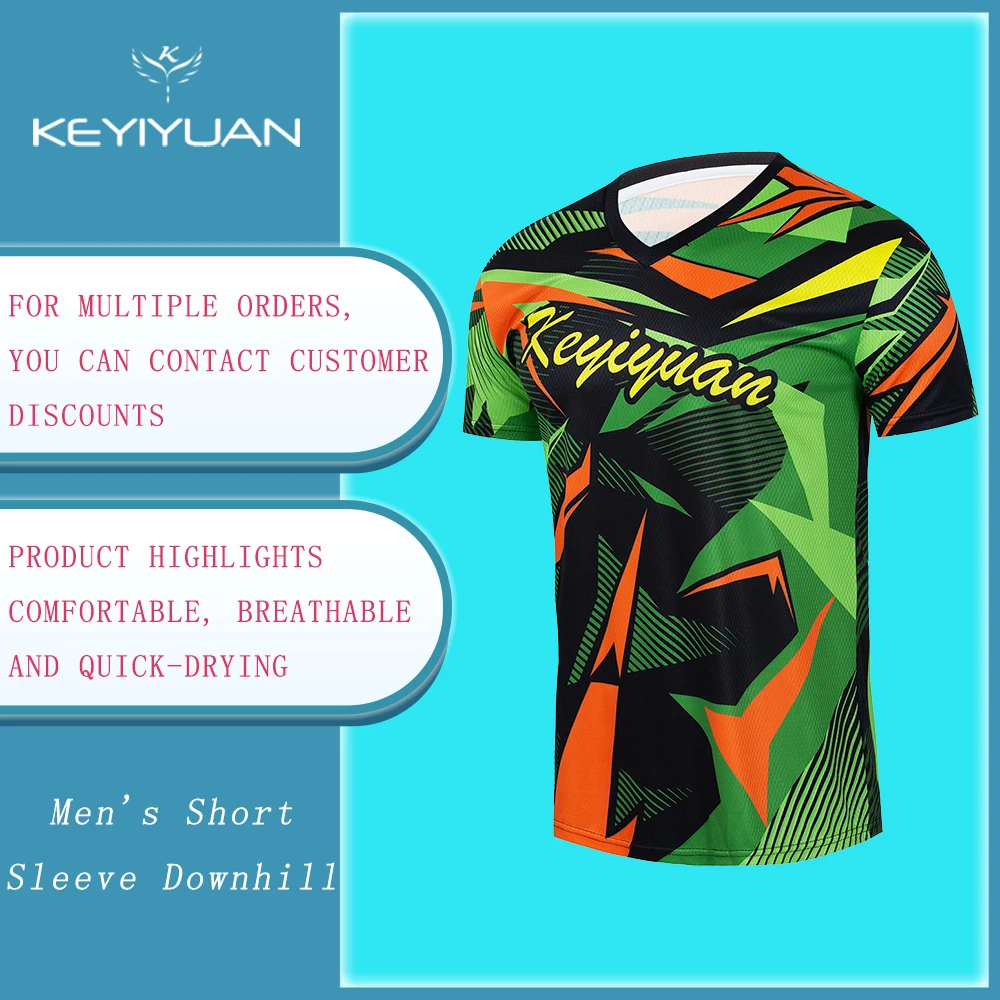 

KEYIYUAN New Summer Short Sleeve Cycling Shirt Men's Jersey Bicycle Downhill T-shirt Bike Clothing Mtb Bekleidung Herren