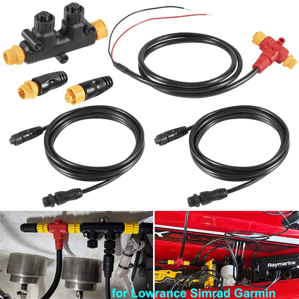

NMEA 2000 Starter Kit Power Cables Drop Cables Dual Tee Connector Terminators Kit for Lowrance Simrad Garmin Dual Device Network