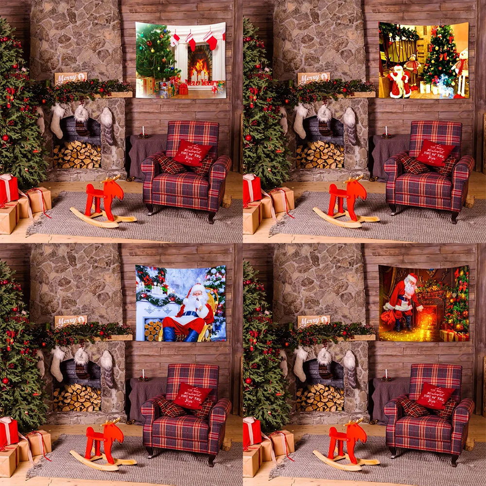 

Santa Claus Christmas Decoration Print Pattern Tapestry Home Living Room Bedroom Wall Hanging