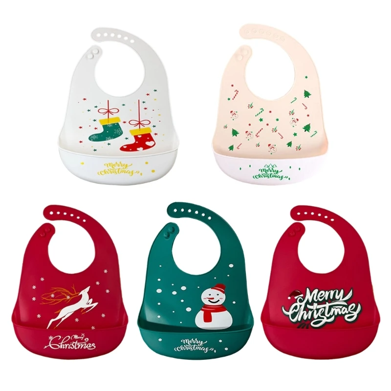 

Silicone Baby Bibs for Babies Toddlers Unisex Soft Adjustable Fit Waterproof Feeding Bibs with Food Catcher Pocket