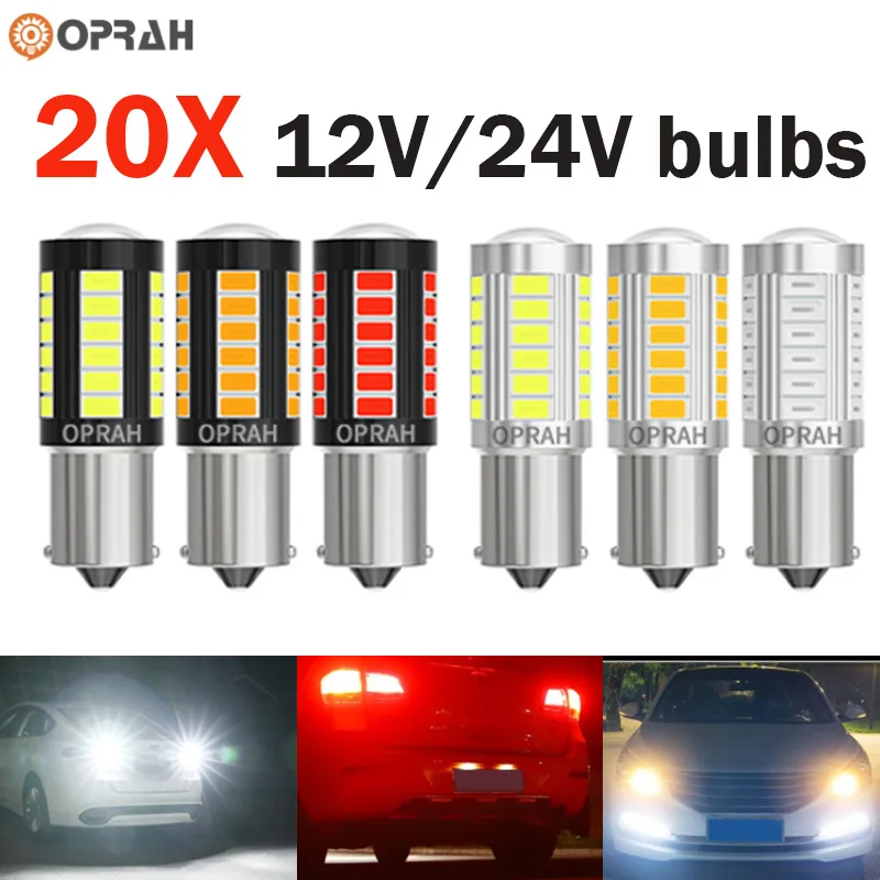 

20X Led 1156 BA15S P21W BAU15S PY21W 1157 BAY15D P21/5W 7440 W21W T20 7443 3157 T25 33SMD Turn Signal Light Reverse Lamp 12V 24V