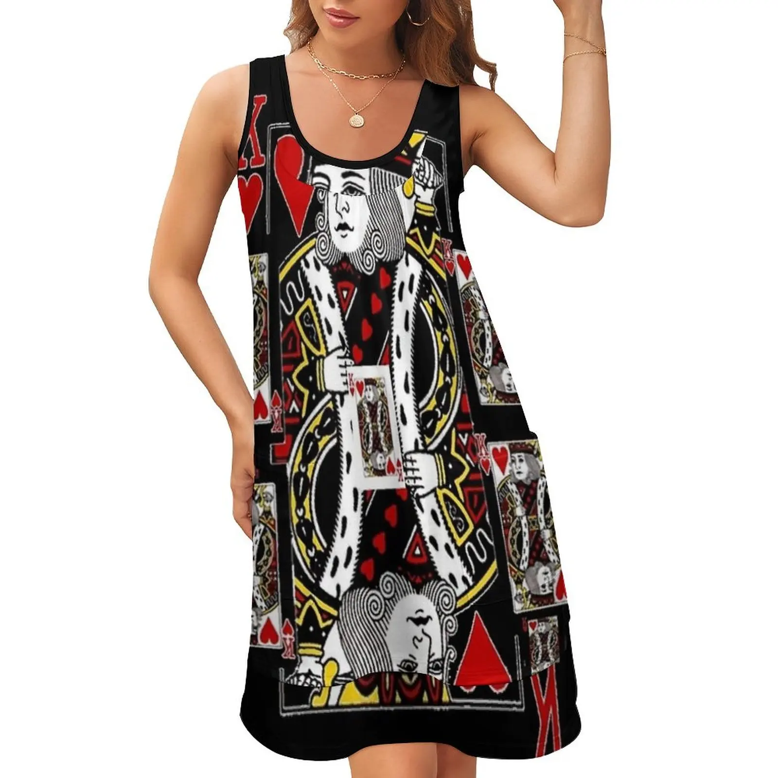 BLACK KING OF HEARTS CASINO PLAYING CARDS Sleeveless U-Neck Fake Two Piece Dress sensual sexy dress for women bandage dress
BLACK KING OF HEARTS CASINO PLAYING CARDS Sleeveless U-Neck Fake Two Piece Dress sensual sexy dress for women bandage dress