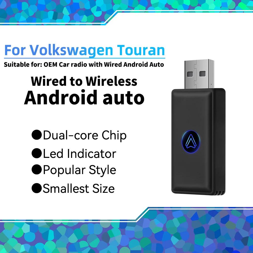 

Newest Mini Android Auto Adapter for Volkswagen VW Touran USB Type-C Dongle Smart AI Box Car OEM Wired Android Auto To Wireless