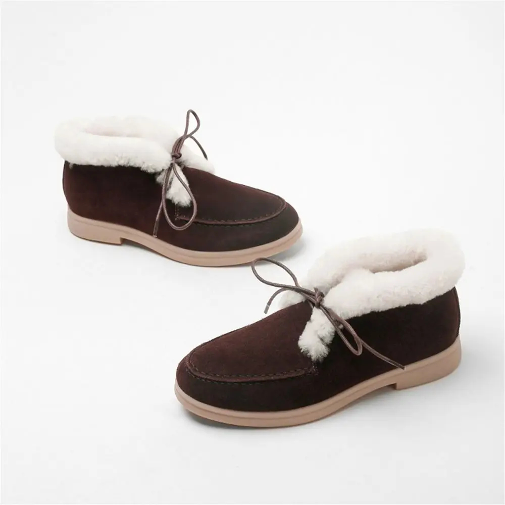 Women Snow Shoes Warm Wool Lace-up Winter Concise Comfortable Flat Heel Genuine Leather Ankle Boots Cow Suede Round Toe Lace Up
Women Snow Shoes Warm Wool Lace-up Winter Concise Comfortable Flat Heel Genuine Leather Ankle Boots Cow Suede Round Toe Lace Up