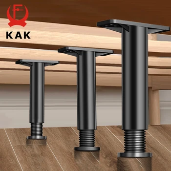 KAK Black Furniture Legs Adjustable Bed Beam Support Foot Sofa Table Feet Replacement Plastic Steel Heavy Duty Bed Hardware