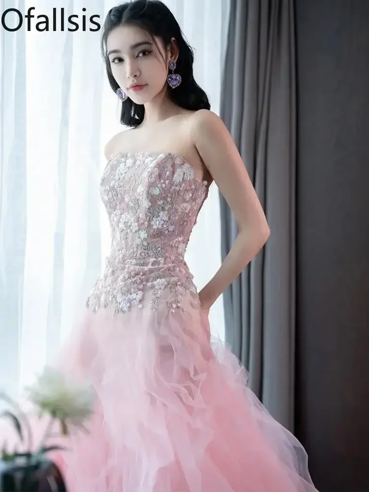 Ofallsis Strapless Embroidery Evening Dress 2024 Summer New Pink Birthday Adult Gift Light Luxury Banquet Style Princess Dresses
Ofallsis Strapless Embroidery Evening Dress 2024 Summer New Pink Birthday Adult Gift Light Luxury Banquet Style Princess Dresses