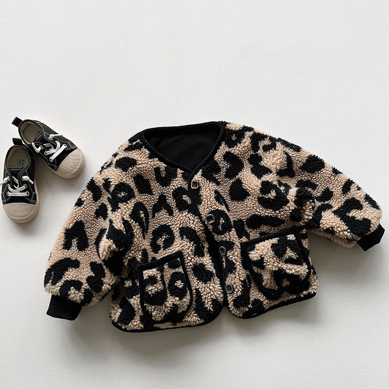 

Детское плюшевое пальто, осенне-зимнее утепленное теплое пальто с леопардовым принтом, высота 80-130 см, одежда для мальчиков и девочек