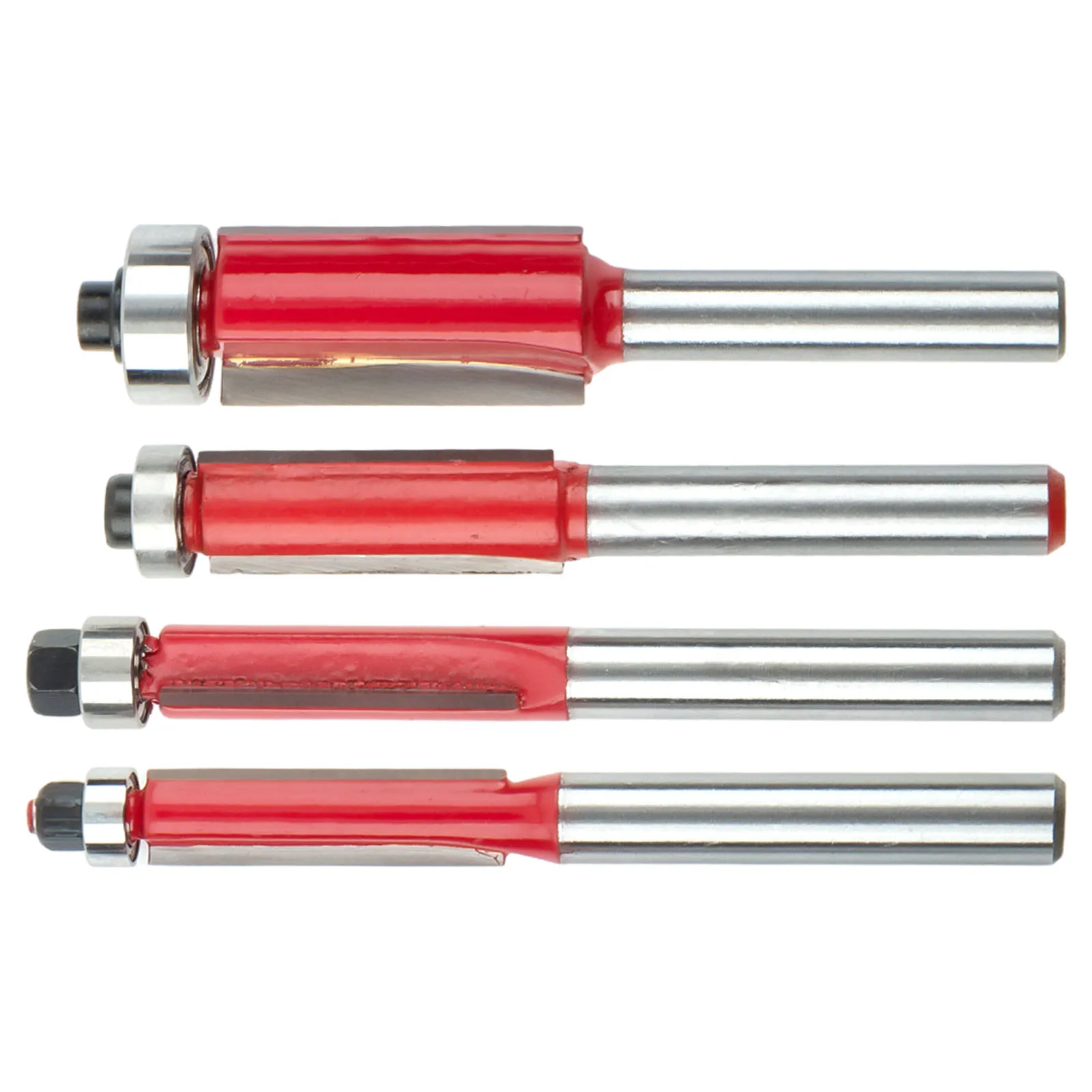 4Pcs 1/4 Inch Shank Straight Flush Trim Wood Router Bit With Top Bearing 6mm 6.35mm 8mm Shank Tenon Cutter Tools For Woodworking
4Pcs 1/4 Inch Shank Straight Flush Trim Wood Router Bit With Top Bearing 6mm 6.35mm 8mm Shank Tenon Cutter Tools For Woodworking