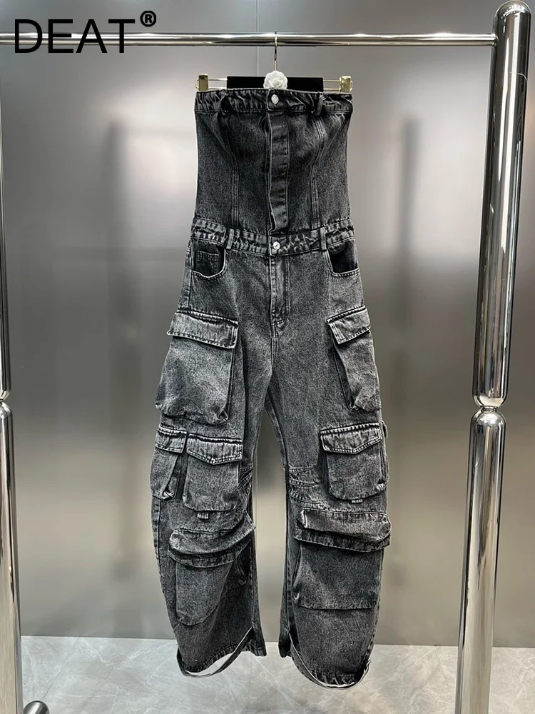 Distressed Vintage Streetwear Denim Jumpsuit Women Trend Pockets Patchwork Strapless Jeans Female 2023 Summer New 11XX3264
Distressed Vintage Streetwear Denim Jumpsuit Women Trend Pockets Patchwork Strapless Jeans Female 2023 Summer New 11XX3264