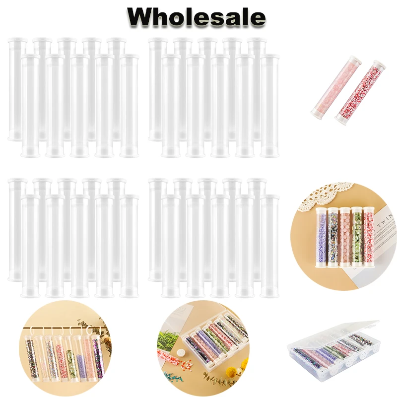 

20-50Pcs Flat-Bottomed Plastic Clear Tubes with Caps Empty Storage Tubes for Embellishment Bead Containers Bottles Wholesale