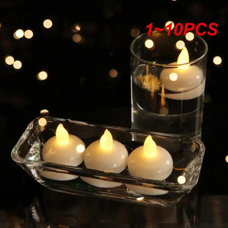 

1~10PCS Flameless Floating Candle Waterproof Flickering Tealights Warm White Led Candles For Pool SPA Bathtub Wedding Party