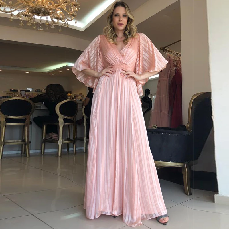 Blue Robe De Soirée Girly Pink Fashion Princess Pleat Chiffon فساتين ال Sexy V-neck Ribbons Flare Sleeves Evening dress
Blue Robe De Soirée Girly Pink Fashion Princess Pleat Chiffon فساتين ال Sexy V-neck Ribbons Flare Sleeves Evening dress