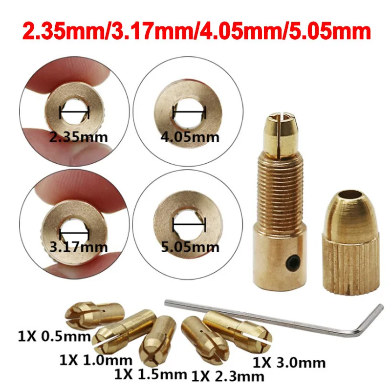 7pcs/set Mini 2.35/3.17/4.05/5.05mm Brass Dremel Collet Drill Chucks For Electric Motor Shaft Drill Bit Tool Drill Chuck Adapter
7pcs/set Mini 2.35/3.17/4.05/5.05mm Brass Dremel Collet Drill Chucks For Electric Motor Shaft Drill Bit Tool Drill Chuck Adapter