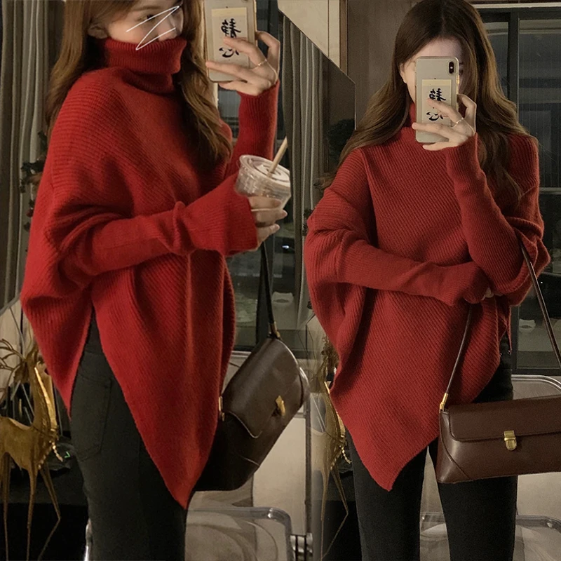 VANOVICH Turtleneck Batwing Sleeve Irregular Design Oversized Autumn and Winter New Korean Style Loose Casual Pullover Sweaters
VANOVICH Turtleneck Batwing Sleeve Irregular Design Oversized Autumn and Winter New Korean Style Loose Casual Pullover Sweaters