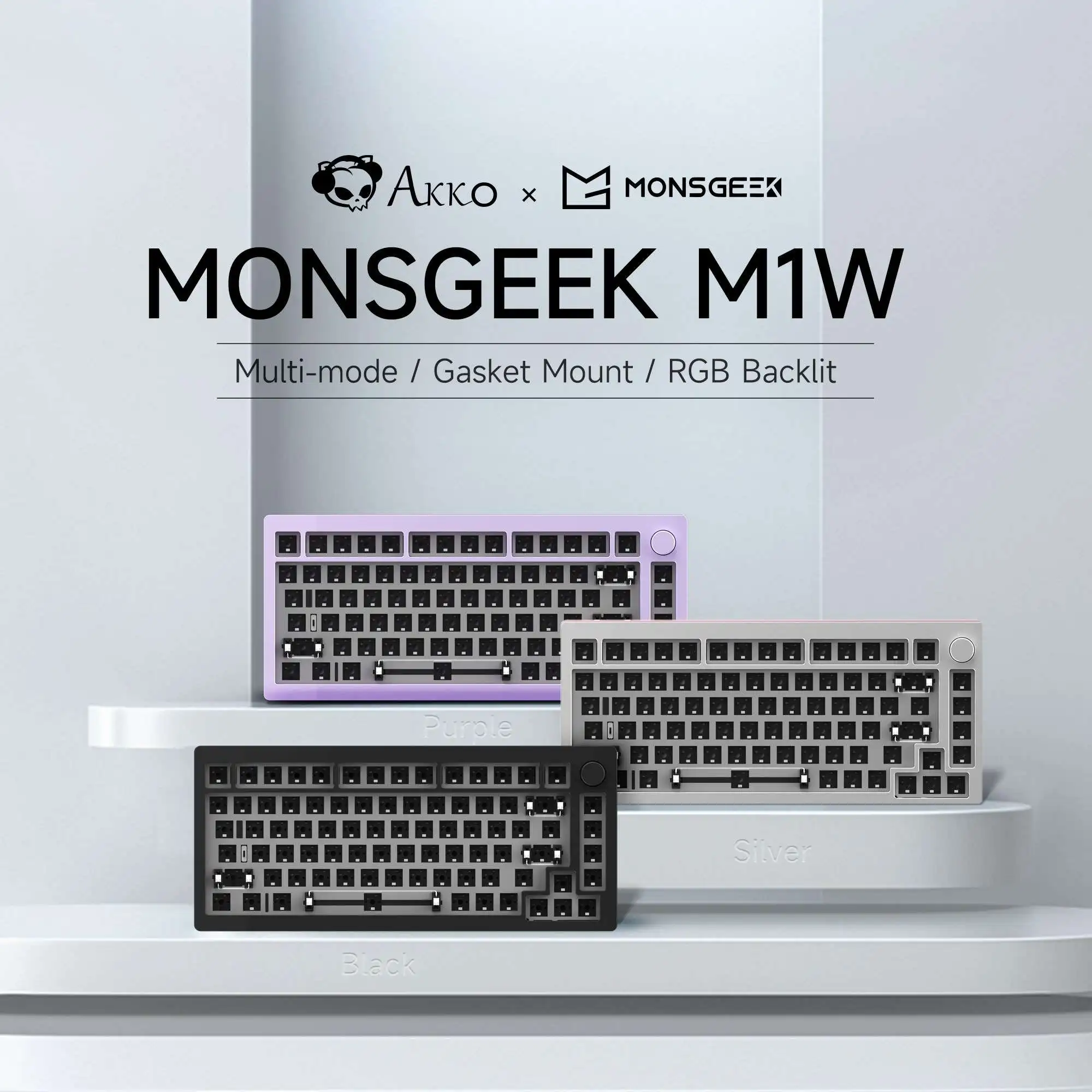 

Механическая клавиатура алюминиевый набор 75, настраиваемая, с функцией горячей замены, трехрежимная RGB клавиатура для MONSGEEK M1W