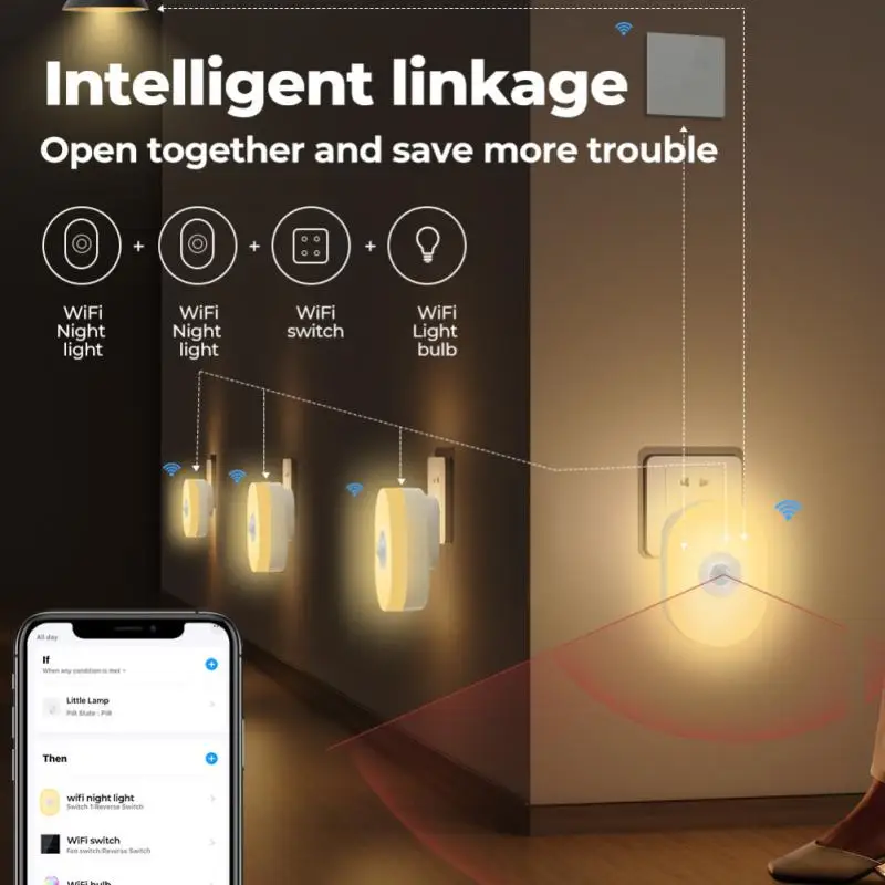 WiFi Tuya Smart Led Night Light PIR Motion Sensor Eu Us Uk Plug In Wall Lamp Warm White RGB Room App Voice For Alexa Google Home
WiFi Tuya Smart Led Night Light PIR Motion Sensor Eu Us Uk Plug In Wall Lamp Warm White RGB Room App Voice For Alexa Google Home