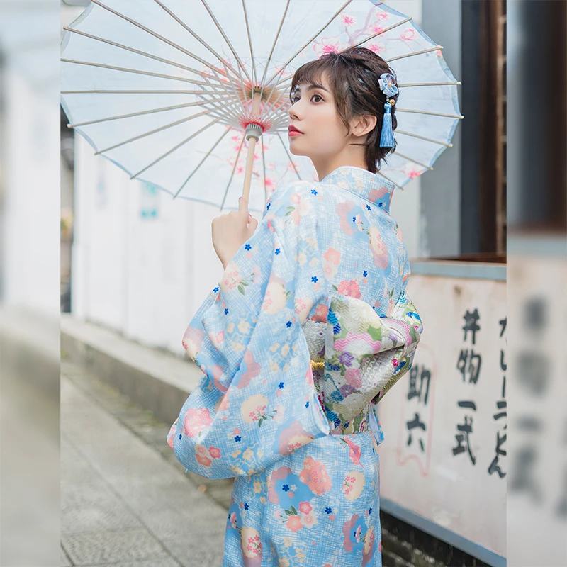 

Vintage Style Women's Long Dress Traditional Japan Kimono Print Color Yukata Bathrobe Cosplay Photography Dress Graduation Dress