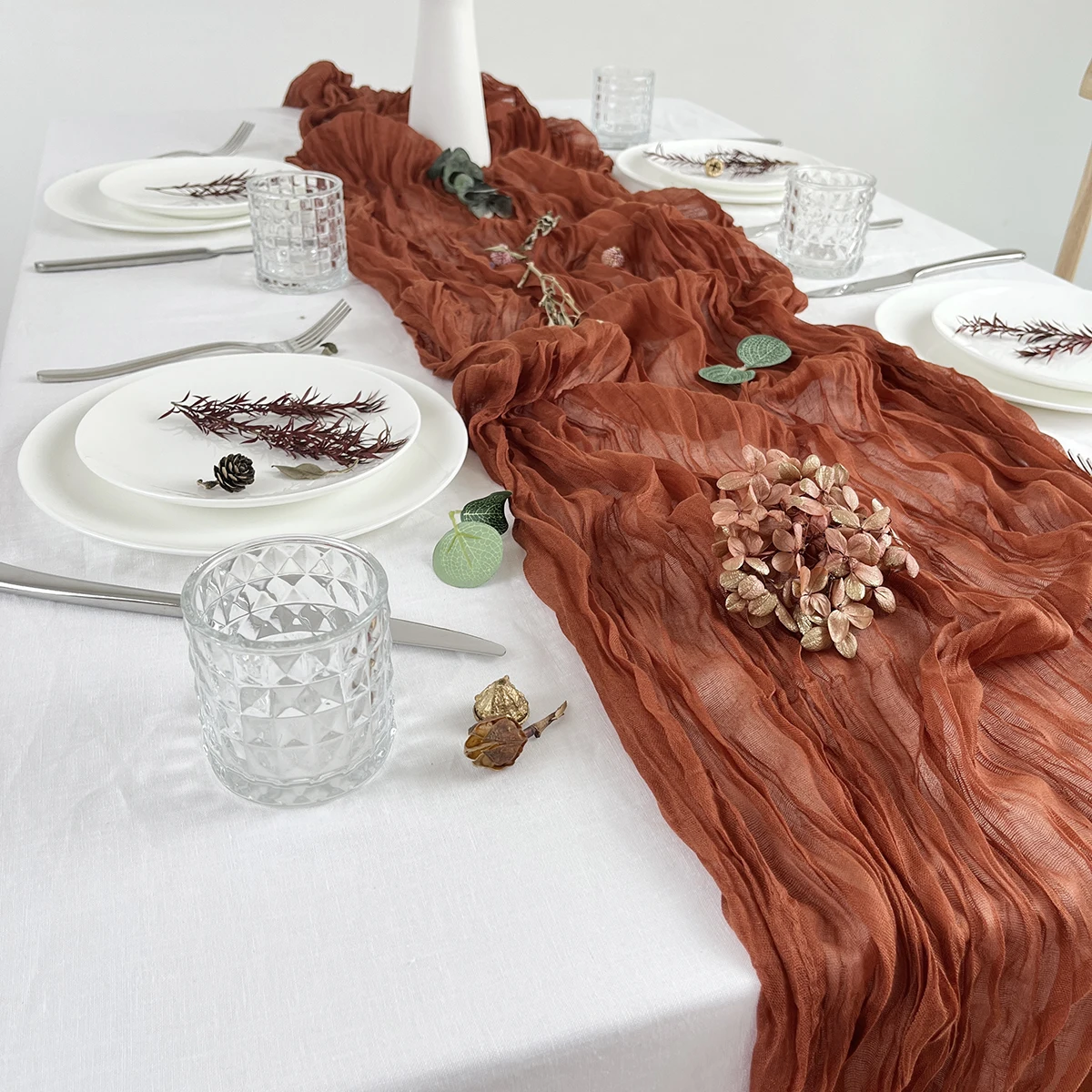 Rust Gauze Cheesecloth Wedding Table Runner Semi-Sheer Personalize Retro Boho Holiday Dining Vintage Table Decor Gift
Rust Gauze Cheesecloth Wedding Table Runner Semi-Sheer Personalize Retro Boho Holiday Dining Vintage Table Decor Gift