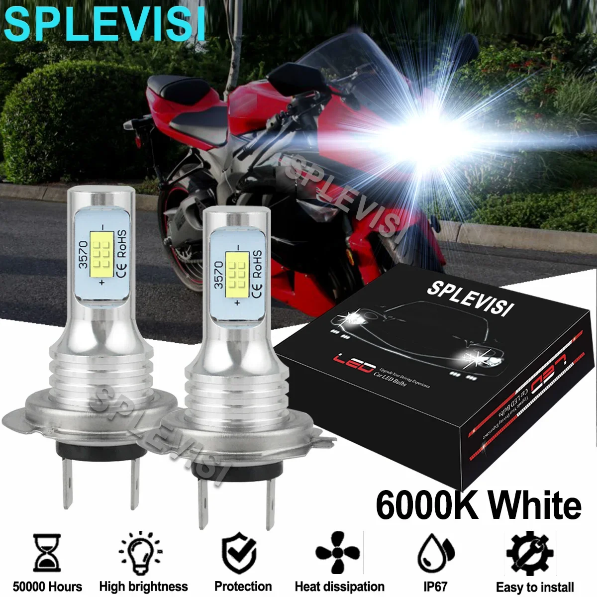 

2PCS White 35W LED Headlight Bulbs For Kawasaki Ninja ZX6R ZX 636C 2003-2005 2006 ZX636E 2013 2014 ZX6R ZX636F ABS2013-2015