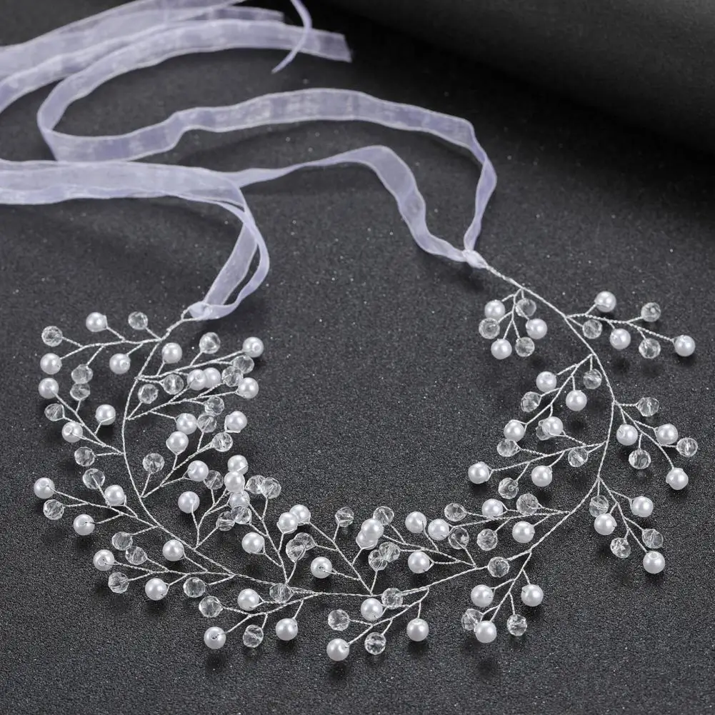 Adjustable Headband Elegant Bridal Headband with Faux Pearl Branch Long Sheer White Ribbon Adjustable Women Bride for Wedding
Adjustable Headband Elegant Bridal Headband with Faux Pearl Branch Long Sheer White Ribbon Adjustable Women Bride for Wedding