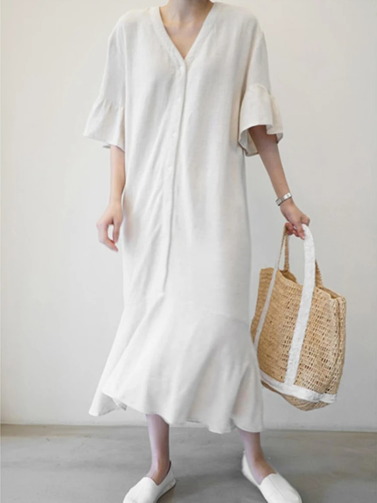 Summer Women Dresses 2023 Korean Fashion LOOSE Solid Long Dresses Streetwear Vintage Robe Elegant Party Dresses Office Wear
Summer Women Dresses 2023 Korean Fashion LOOSE Solid Long Dresses Streetwear Vintage Robe Elegant Party Dresses Office Wear