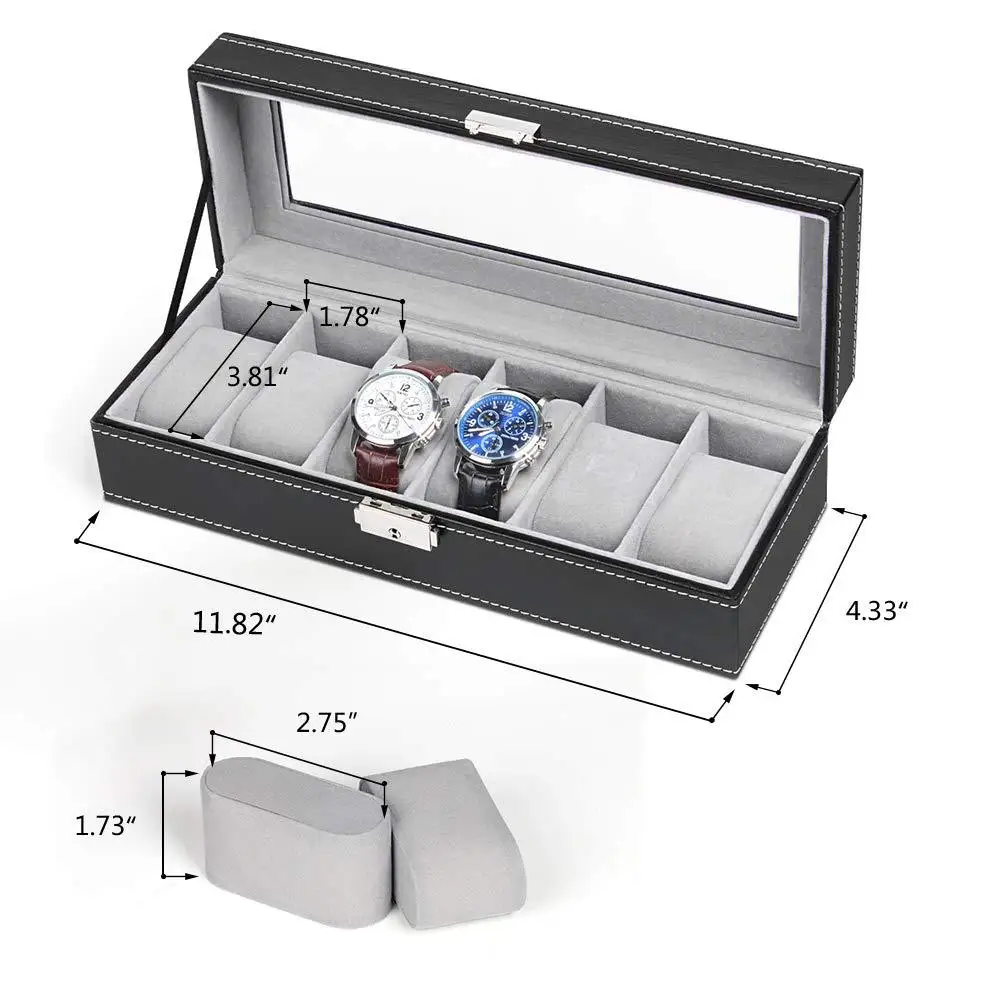 6 Slots PU Leather Watch Organizer, Watch Jewelry Display Case With Glass Lid, Anti Scratch Watch Storage Holder Collection Box
6 Slots PU Leather Watch Organizer, Watch Jewelry Display Case With Glass Lid, Anti Scratch Watch Storage Holder Collection Box