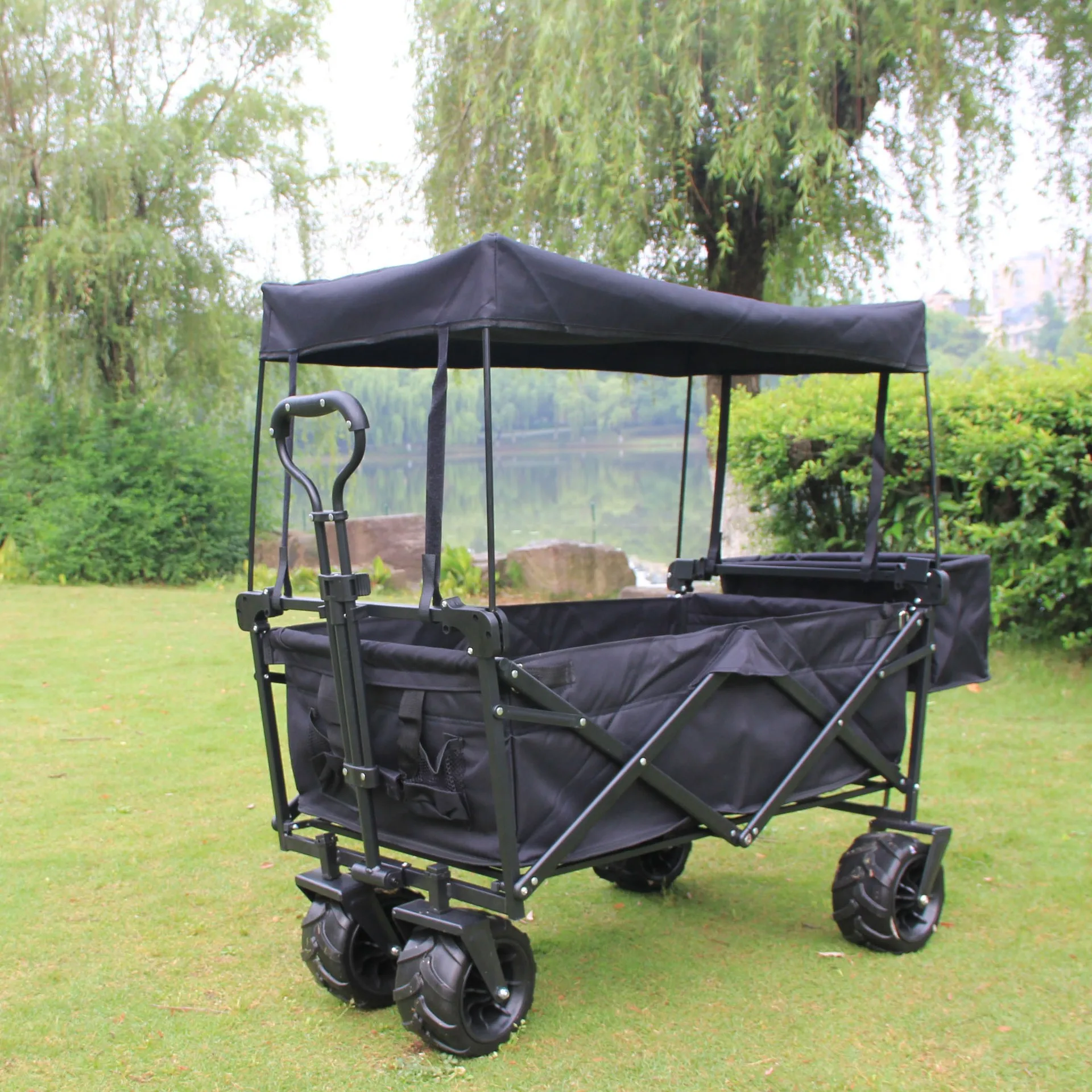 

Outdoor Trolley Trailer Small Push Pull Cargo Foldable Portable Camping Camping Camp Car Small Push Cart Stall Table Board