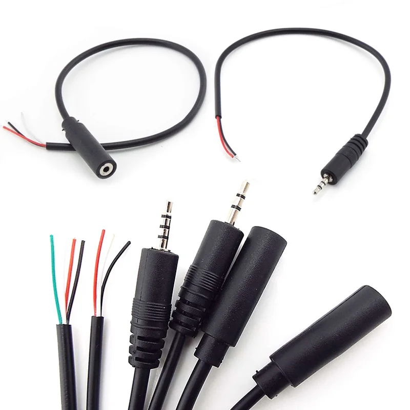 

25 см 2,5 мм 3-полюсный 4-полюсный Соединительный кабель штекер-гнездо 3-контактный 4-контактный Удлинительный провод для самостоятельного ремонта аудио кабель адаптер 1 шт./5 шт.