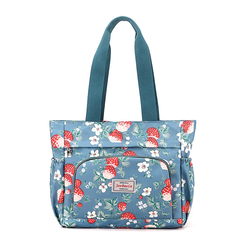 

Новинка 2024, повседневные женские сумки с цветочным принтом, вместительные водонепроницаемые нейлоновые дорожные сумки на плечо, вместительные сумки-тоуты для мамы