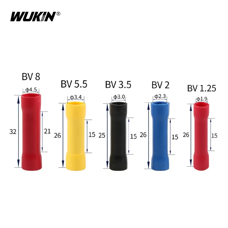 PVC Copper Insulating Connector Cable Wire Splice Terminals BV1.25 BV2 BV3.5 BV5.5 BV8 Insulated Straight Wires Butt Connectors
PVC Copper Insulating Connector Cable Wire Splice Terminals BV1.25 BV2 BV3.5 BV5.5 BV8 Insulated Straight Wires Butt Connectors