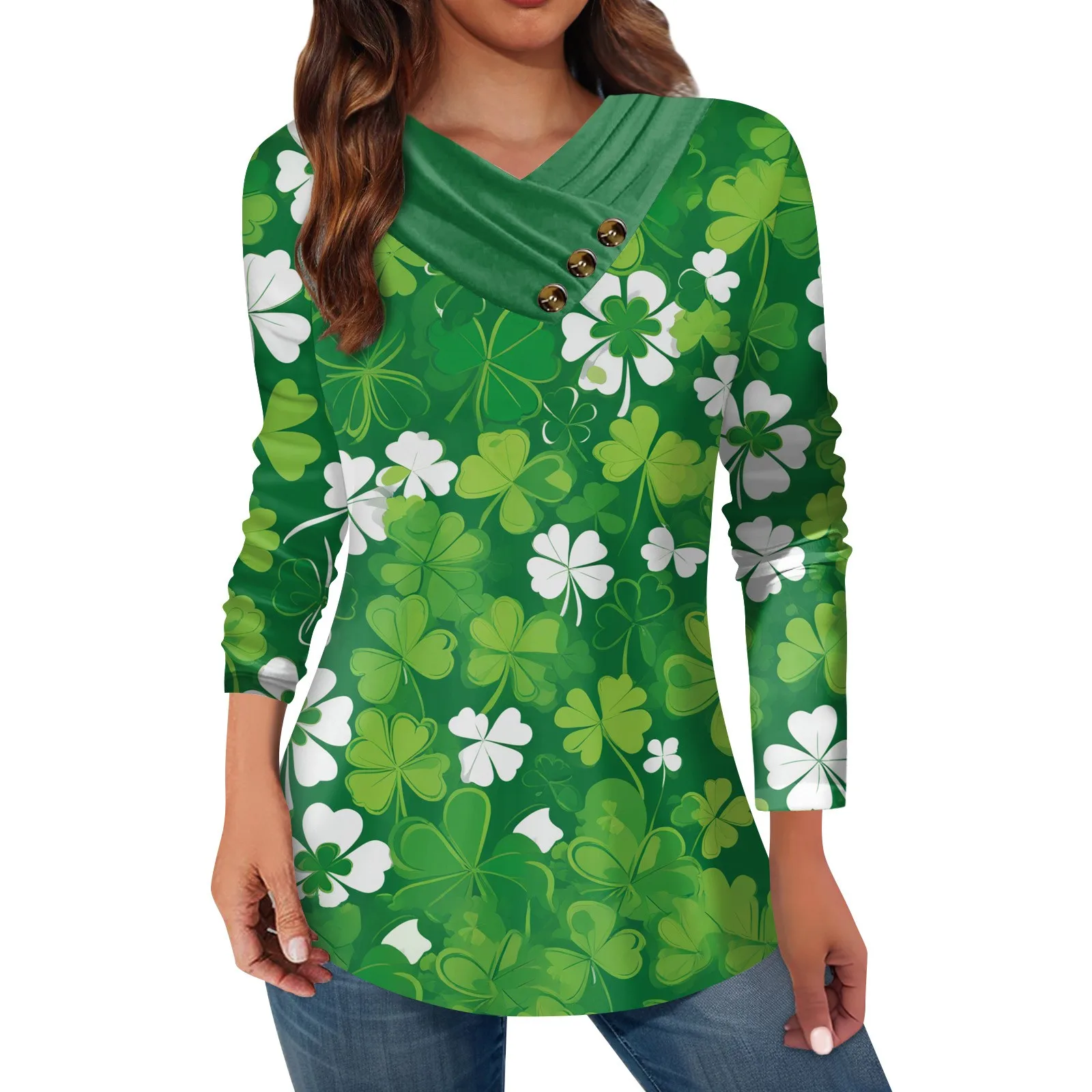 Women'S St. Patrick'S Day Print Tops Casual Button Collar Long Sleeve Shirt Fashion Daily Loose Festival Pullover Tops New
Women'S St. Patrick'S Day Print Tops Casual Button Collar Long Sleeve Shirt Fashion Daily Loose Festival Pullover Tops New