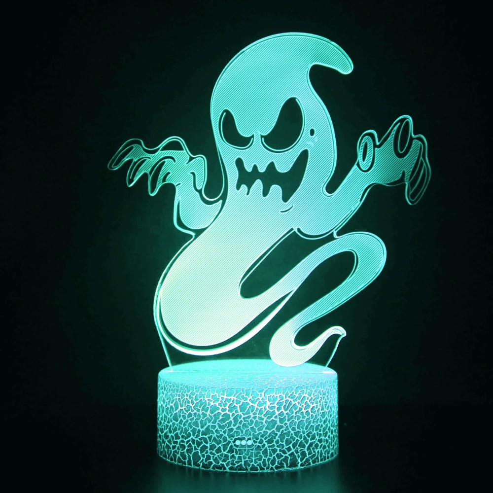 

Nighdn Halloween Gift Ghost Night Light for Bedroom Bedside Lamp Atmosphere Decoration 7 Color Changing USB Led 3D Illusion Lamp