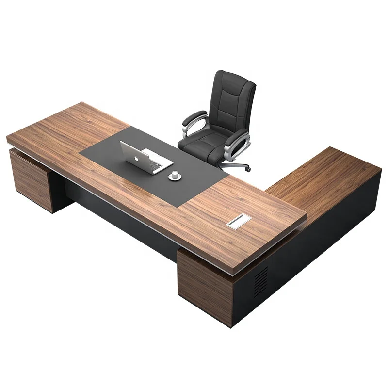 

Classic office desks executive office desk boss table with side cabinet and bookcase wholesale
