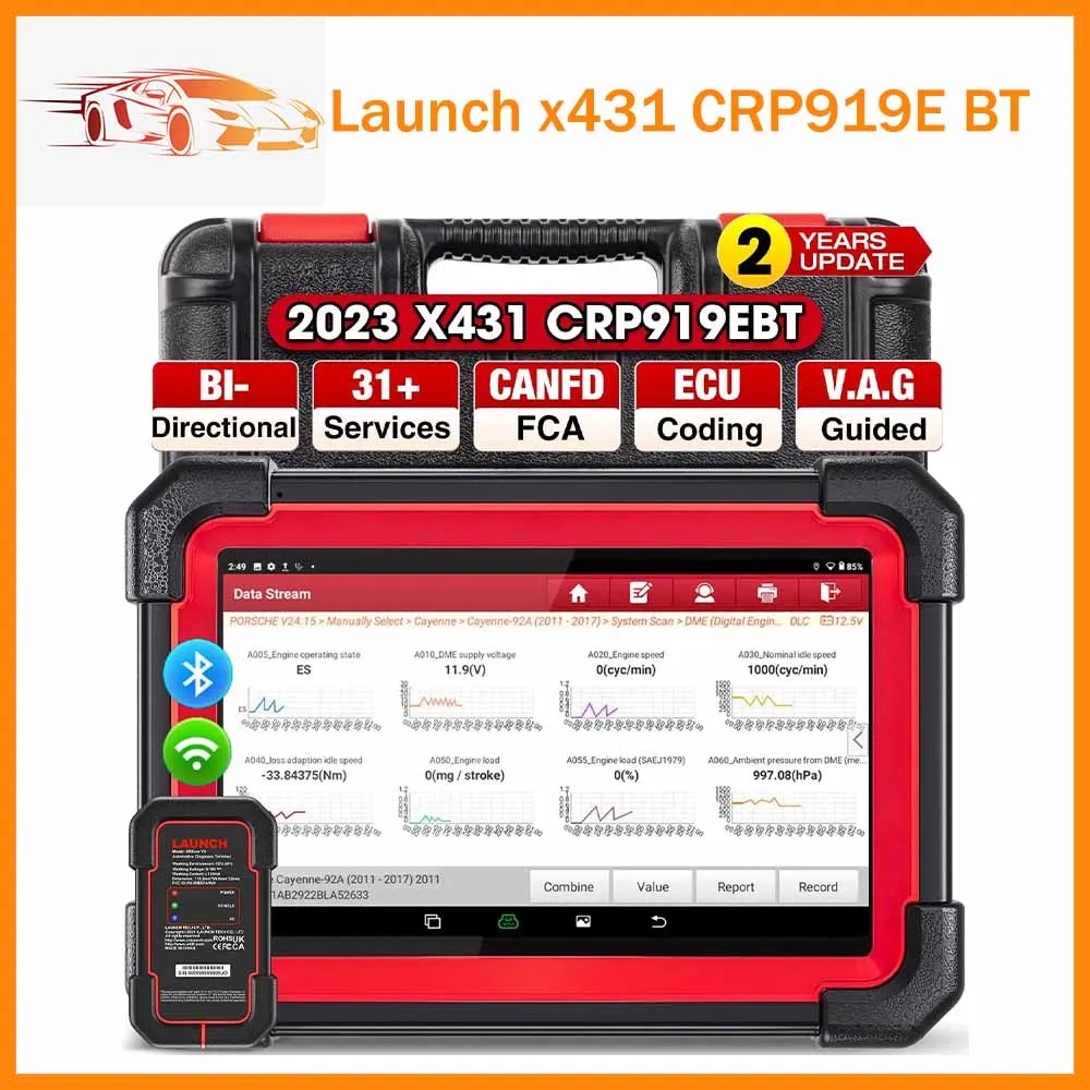

2024 Launch x431 CRP919E BT Car Diagnostic Tool Full System obd2 Scanner with 31+ Reset Functions ECU Coding Can-FD& DOIP FCA