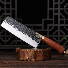 Longquan Knife 7.7 Inch Sharp Handmade Forged Kitchen Knife 7Cr17MoV Fixed Blade Slicing Nakiri Female Knife Copper Decor Handle
Longquan Knife 7.7 Inch Sharp Handmade Forged Kitchen Knife 7Cr17MoV Fixed Blade Slicing Nakiri Female Knife Copper Decor Handle